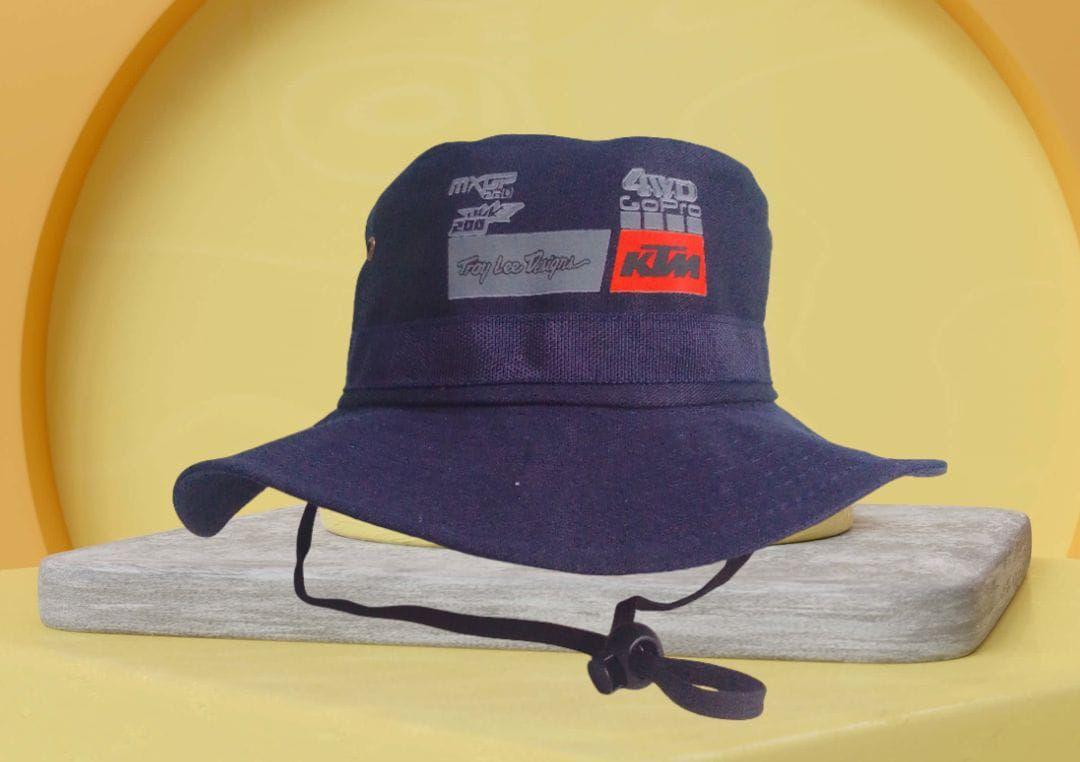 Topi Bucket Rimba Pendaki Berkebun Pilihan Warna Hitam abu Hijau cream Biru Tua