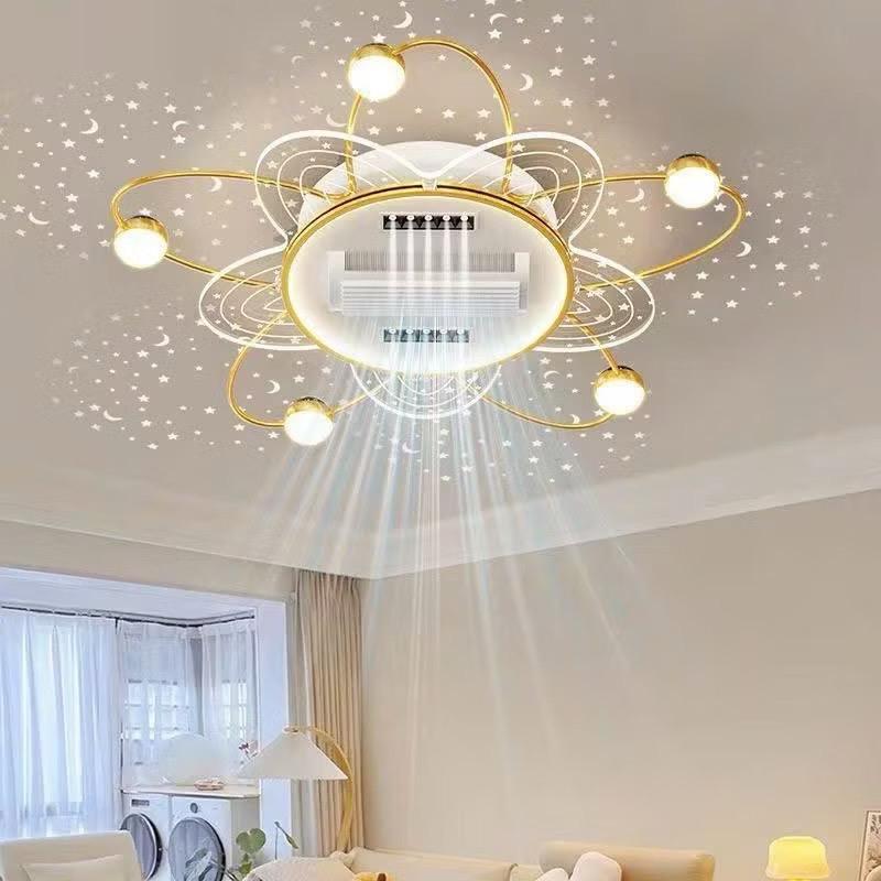  MẪU MỚI 2025 Quạt đèn không cánh ốp trần nổi cho trần thấp điều khiển từ xa có 6 tốc độ mát,3 chế độ đèn