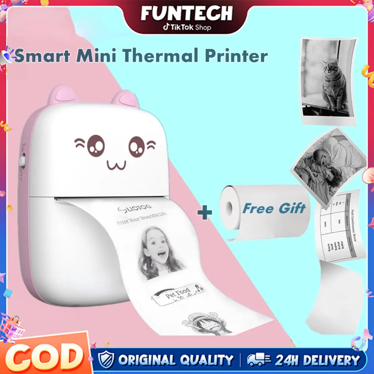 Kitty Thermal Printer Wireless Bluetooth Mini Portable Pocket Thermal Printer Paper Photo Pocket Thermal Printer 57mm