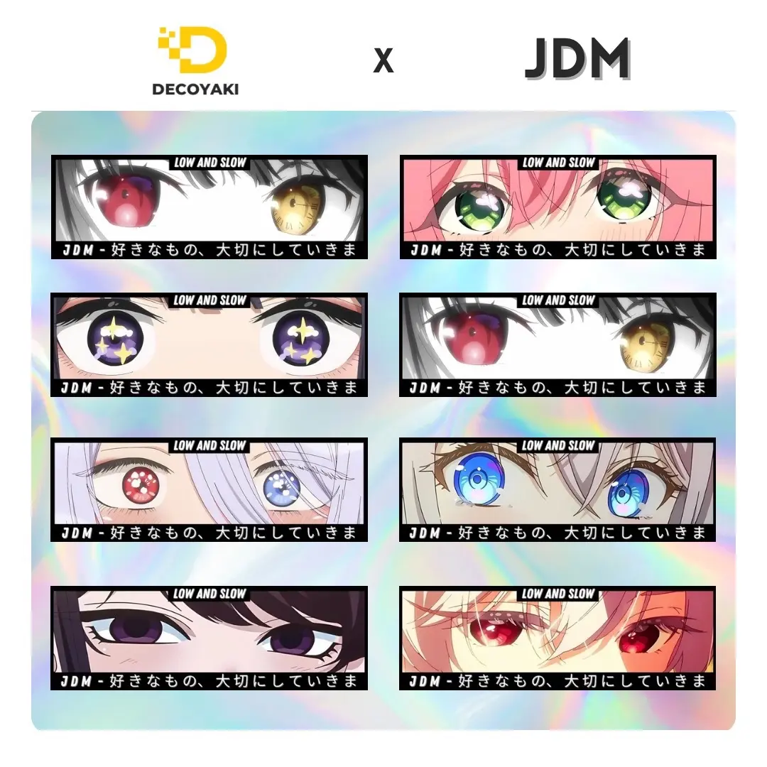 ￼Sticker Slap Hologram Anime JDM Low And Slow, Stiker Hologram Anime JDM Low and Slow