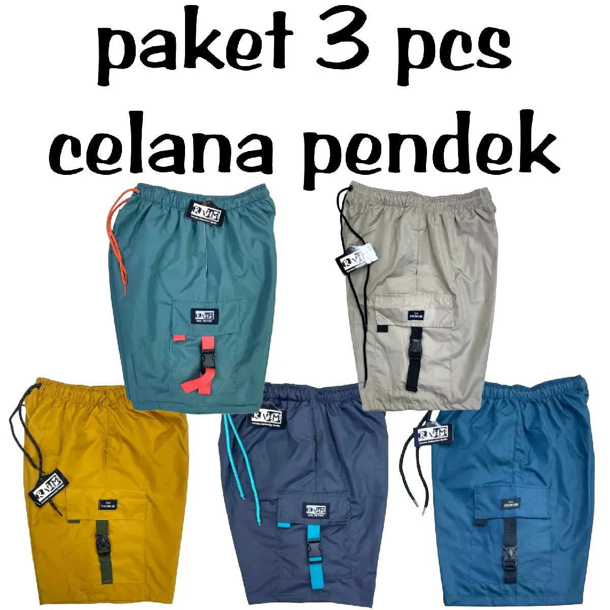 3pcs | Celana pendek pria | short pants | cargo parasut | celana dewasa santai | unisex | smukDclothes Distro Surfing Boxer Kolor polos
