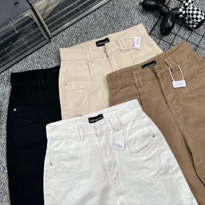 MINAE STUDIO Quần Jean Ống Suông Nữ Nhiều Màu Phối Túi Kiểu Vải Dày Mướt Đẹp live