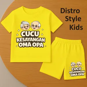 DISTRO STYLE KIDS-SETELAN ANAK PEREMPUAN GAMBAR CUCU KESAYANGAN OMA DAN OPA UNTUK USIA 1-8 TAHUN / SETELAN ANAK LAKI LAKI & PEREMPUAN BAHAN KATUN COMBED / SETELAN KAOS ANAK HARIAN / SETELAN KAOS LENGAN PENDEK DAN CELANA PENDEK / SETELAN BAJU ANAK MURAH