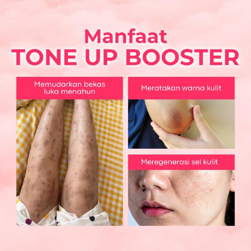GLUMEVIT TONEUP BOOSTER Lotion Pencerah Kulit Penghilang Bekas Luka Whitening & Glowing 100 Gram Original Sudah BPOM Scrub 3