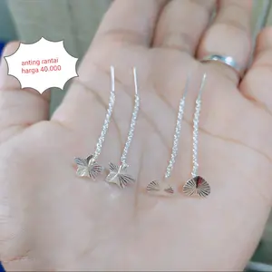 anting rantai cor motif love dan bintang