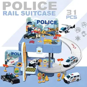 Mainan Anak Koper Track Rail Suitcase Car Parking Building Play Set - Mainan Parkir Mobil Mobilan Toy