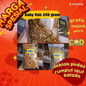 Camilan baby fish crispy 250 gram semua varian campur Kering Balado Snack Food