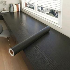 Papel de pared negro con grano de madera, papel adhesivo tipo contacto, se despega y pega, impermeable, vinilo autoadhesivo engrosado para encimeras, armarios y escritorio, película decorativa fácil de limpiar