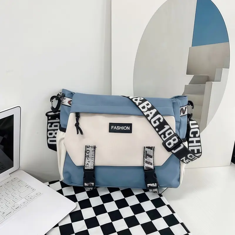 Tas Shoulder Pria Gaya Jepang, Kapasitas Besar, Slingbag Santai, Siswa, Tas Kanvas