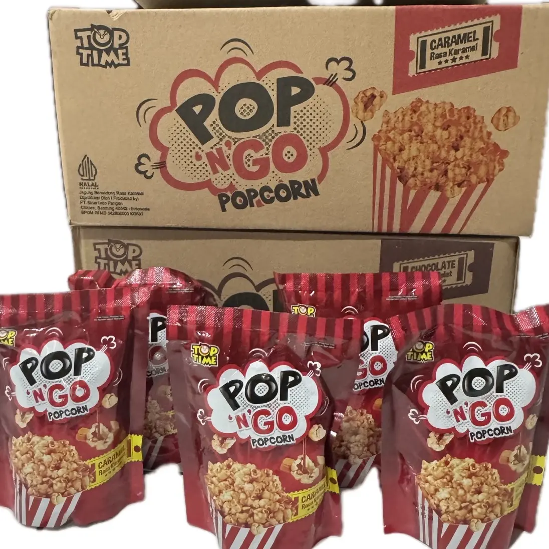 POP N GO POPCORN 10 PCS, TOP TIME - Cemilan viral, popcorn, jajanan viral Snack