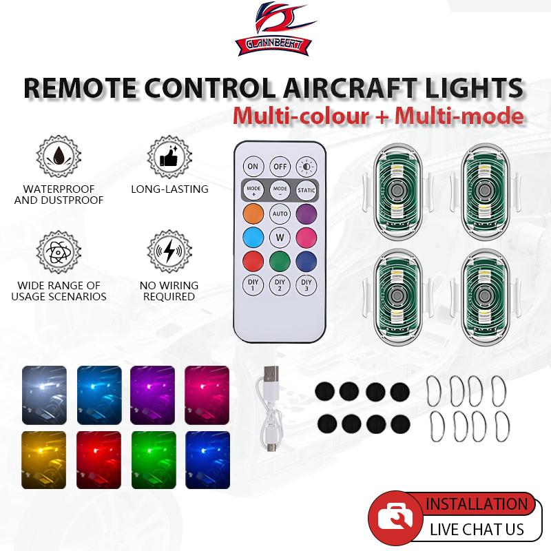  Đèn Nhấp Nháy LED RGB Điều Khiển Từ Xa Không Dây Cho Xe Máy Xe Hơi Xe Đạp Xe Tay Ga Máy Bay Chống Va Chạm Máy Bay Máy Bay Trực Thăng Đèn Cảnh Báo Đèn Báo Lung Linh Không Thấm Nước 