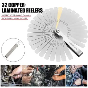32 Blades Combination Feeler Gauge Metric Imperial Gapped Filler Measure/ Fuller Setelan Klep / Alat Ukur Celah/ Feeler Puller Alat Ukur/0.04mm-0.88mm/0015-035