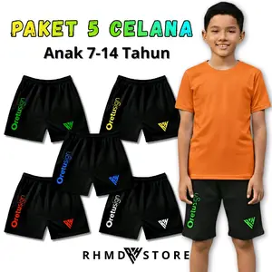 ISI 5 PCS Celana Pendek Anak Usia 8-15 Tahun Celana Boxer Anak Unisex Murah Bahan Lotto celana anak laki laki Ortus Fashion