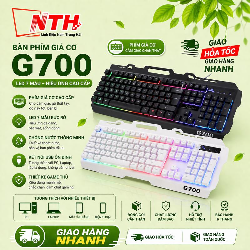 Bàn phím chơi game đổi màu G700 Led giả cơ siêu đẹp