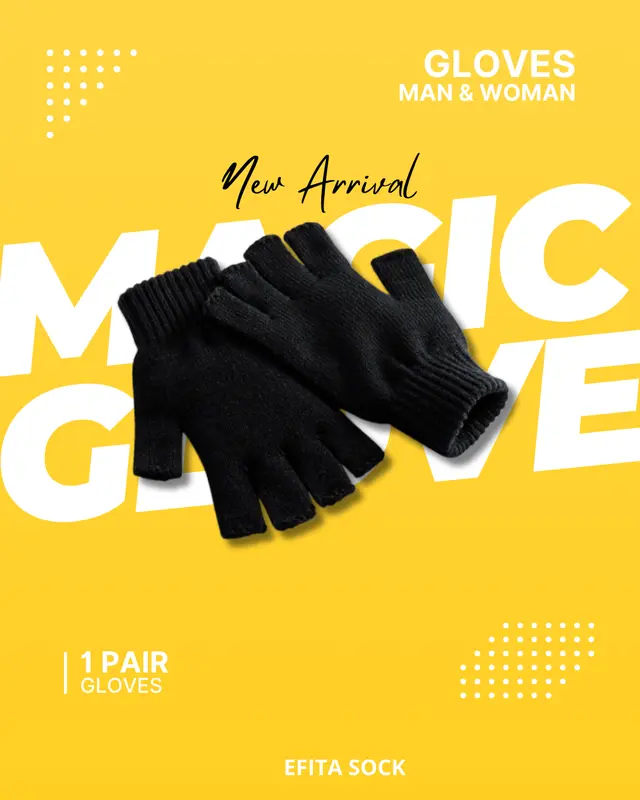 Sarung Tangan Rajut Hitam Polos untuk Pria dan Wanita - 1pcs - Gloves 0