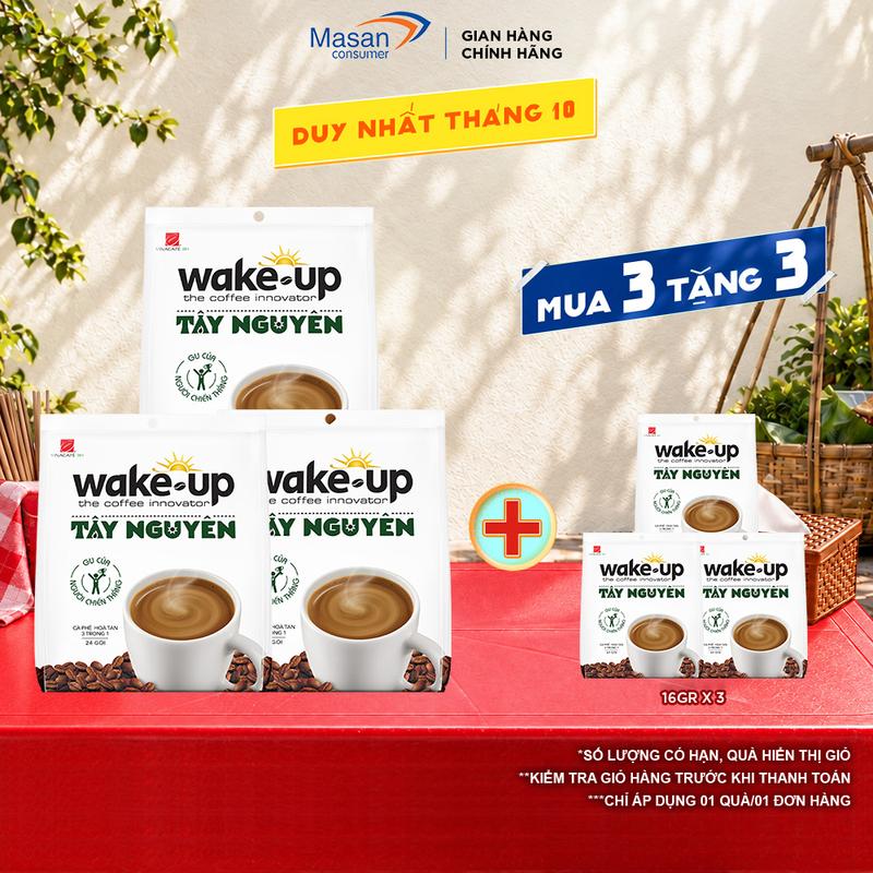 Combo 3 Bịch Cà phê hòa tan Wake up Tây Nguyên x 24stick x 16gr rv