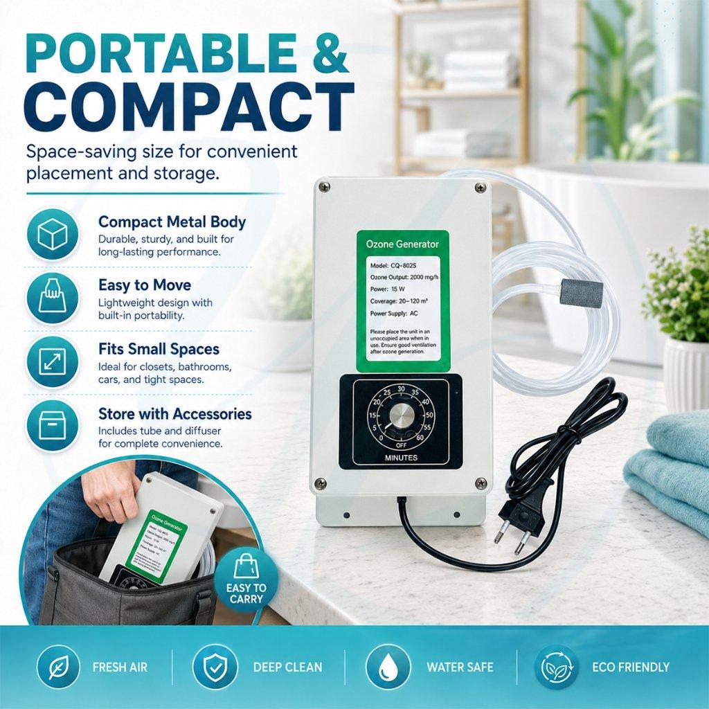 Ozone Generator 2000mg Ozonizer Sterilizer O3 Pemurni Air Alat Disinfeksi Air untuk Depot Air Minum Aquarium Kolam Pengolahan Air Generator Ozon Portable