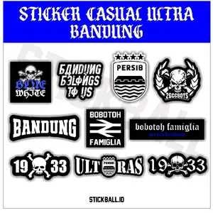 10 Sticker ULTRAS PERSIB BANDUNG ,BOBOTOH FAMIGLIA, 1933, SUPORTER , VIKING , ULTRAS TAHAN AIR Car Glosy