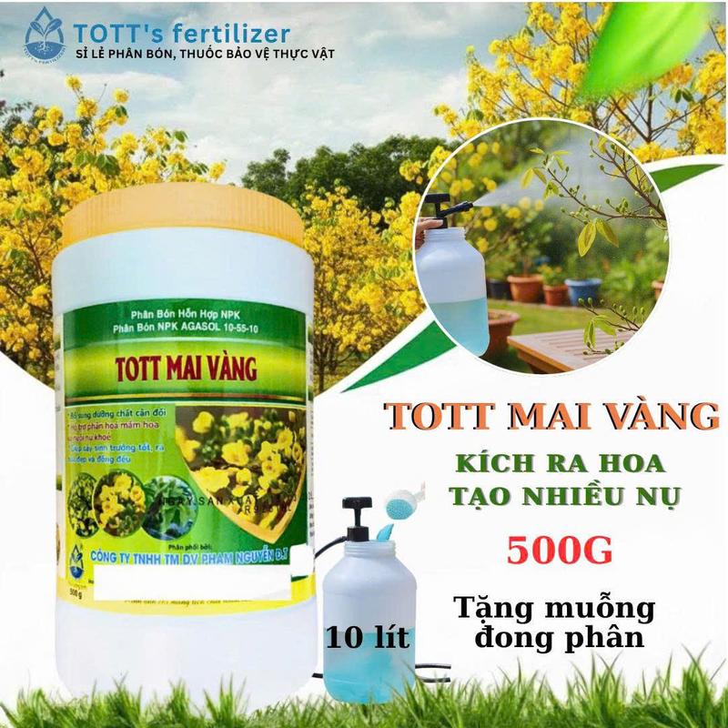  Phân bón Siêu Lân 10-55-10+TE TOTT's fertilizer - Kích ra hoa mai vàng hũ 500gr 