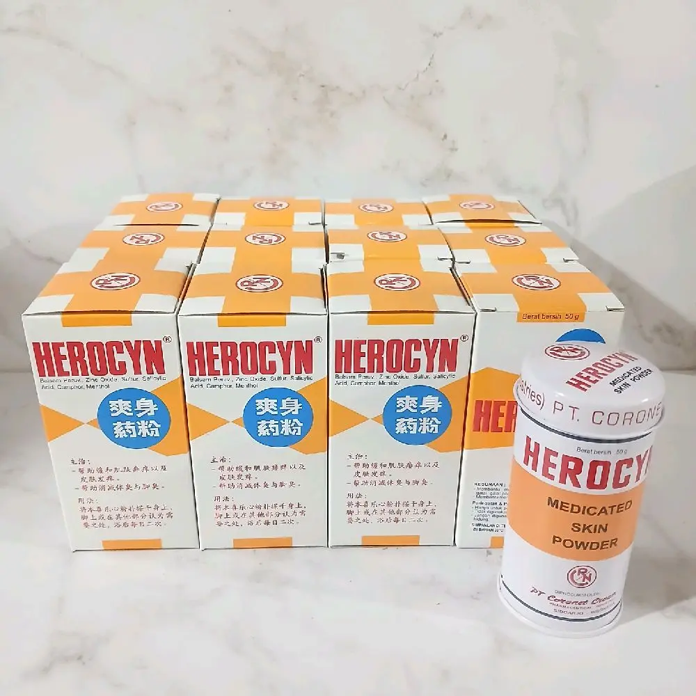 { Grosir 12.pcs } HEROCYN BEDAK UNTUK KULIT 50.g MEMBANTU BIANG KERINGAT DAN GATAL PADA KULIT