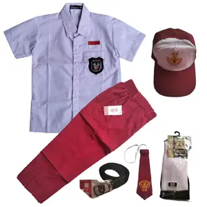 Setelan Seragam SD Merah Putih Baju Lengan Pendek Celana Merah Panjang Anak Laki laki