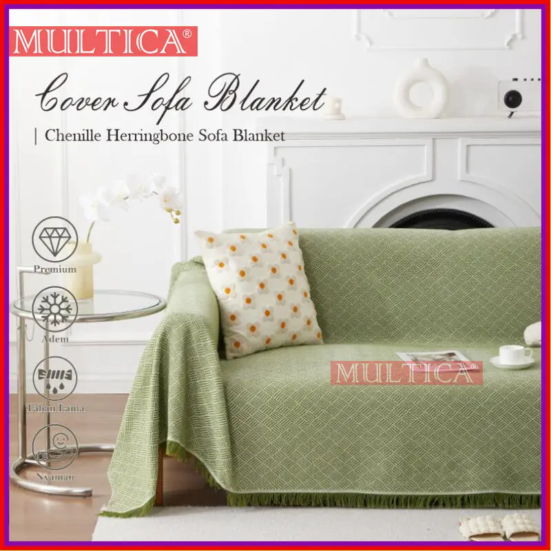 MULTICA | Sarung Sofa Katun Linen Renda Tassel – Cover Sofa Elegan Anti Debu & Anti Noda, Pelindung Sofa Premium