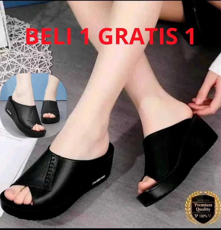 PROMO BELI 1 GRATIS 1 Sandal Wedges Wanita Terbaru Sandal Wedges Wanita Rempel Empuk Kekinian 2024 0