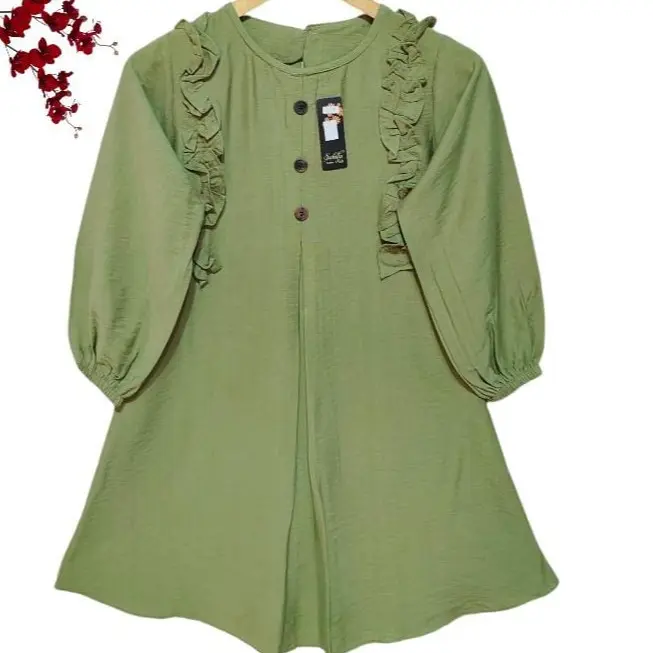 Tunik anak perempuan umur 10-12 tahun / baju anak muslimah lengan panjang 4