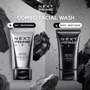 [bundle 2 in 1] Next Prime Men Combo Facial Wash - Day Brightening & Night Deep Clean - Sabun Wajah Pria untuk Kulit Cerah dan Bersih
