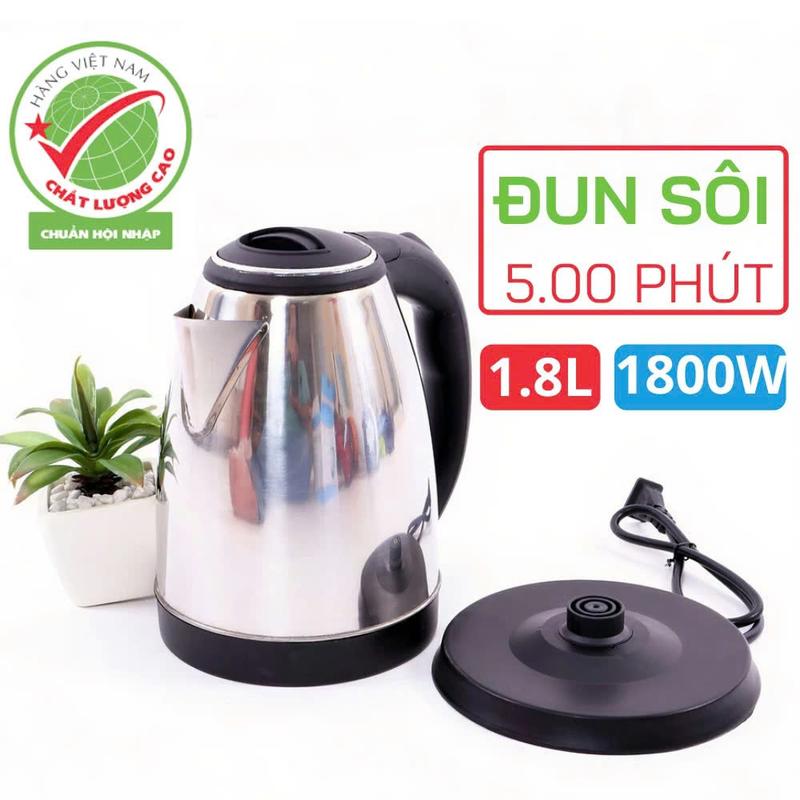 Ấm đun nước siêu tốc INOX 1,8L Electric Kettle sôi nhanh tự ngắt