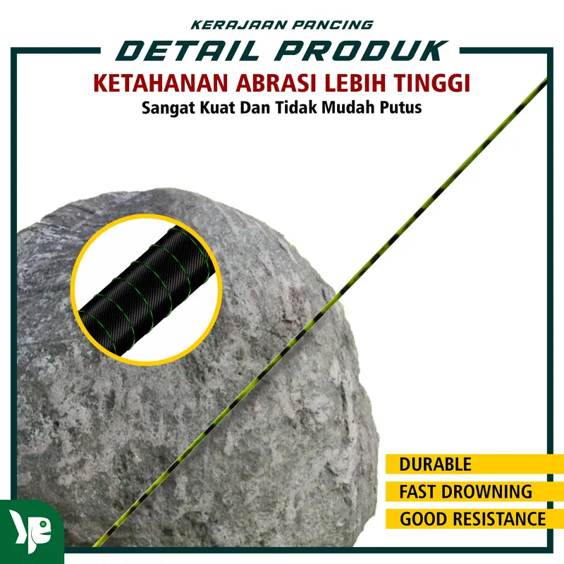 Kerajaan Pancing Tali Pancing Bass FLUOROCARBON 200M Hijau Lumut Bahan Nilon 6