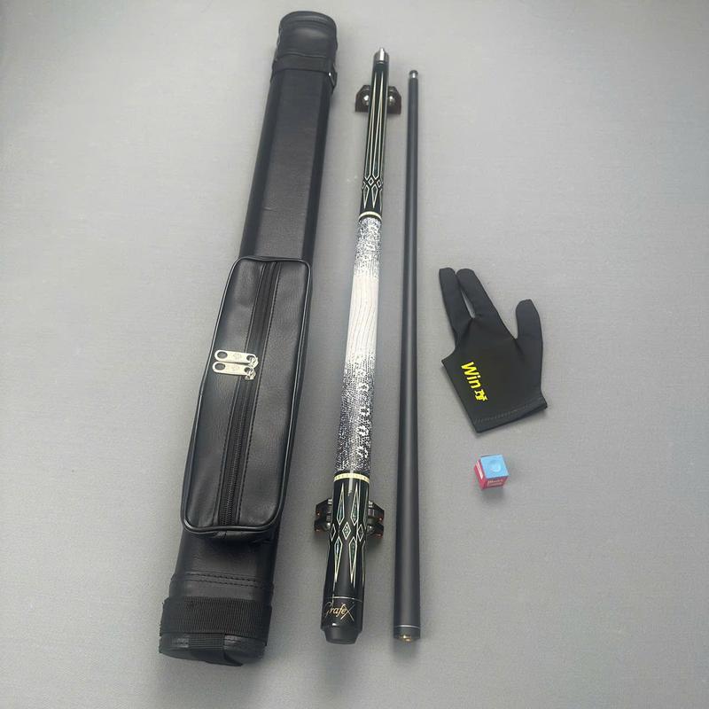 Cơ bida phủ carbon Ruby 2 tay da kì đà - Đầu cơ đã nâng tẩy kính Sport Gậy Bida ngọn  (tặng kèm bao da găng lơ phụ kiện)