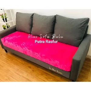 Alas Sofa Bulu Rasfur 3 2 Seater Kayu Kursi - Ukuran 170X100cm Dan 100X85cm