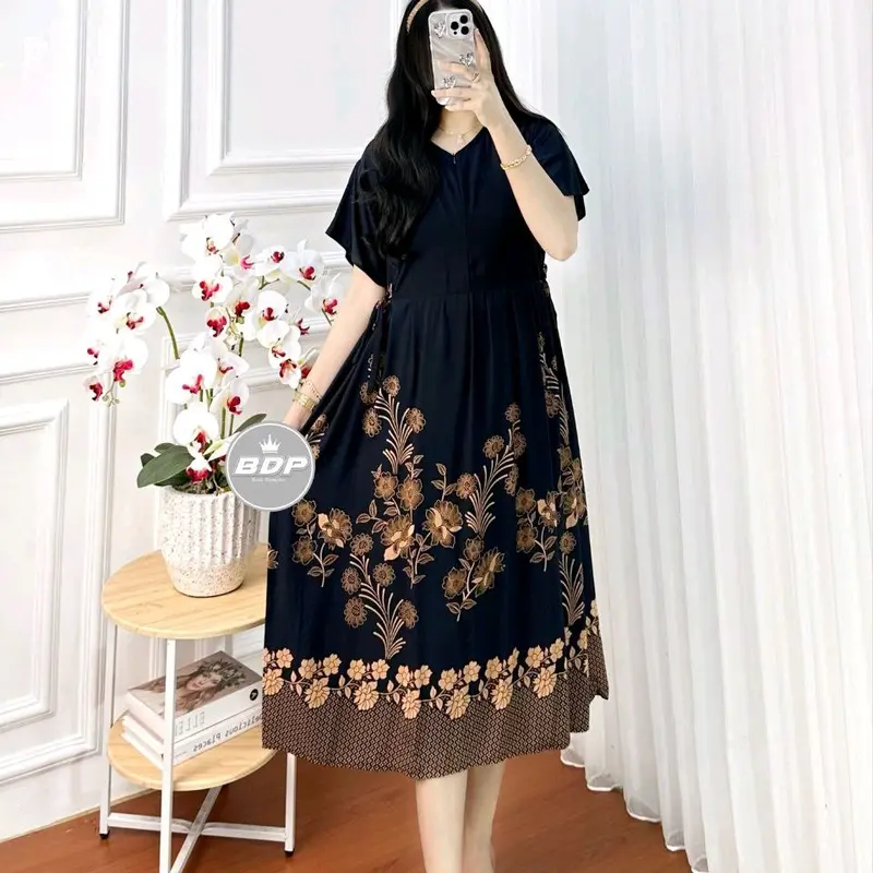 Daster Chibi Luna Rayon Premium Grade A Tebal halus adem murah busui resleting bumil dress homedress Wanita Midi Motif Kimono Pendek Tidur Panjang tali samping 1