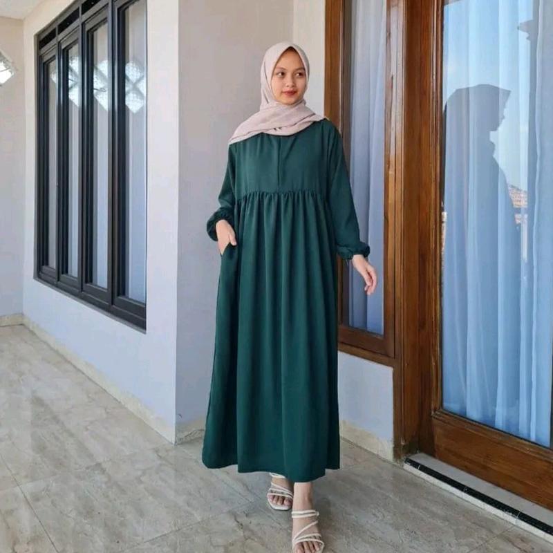 BALENA MIDI DRESS GAMIS CRINKEL PREMIUM TERBARU JUMBO POLOS BUSUI 4