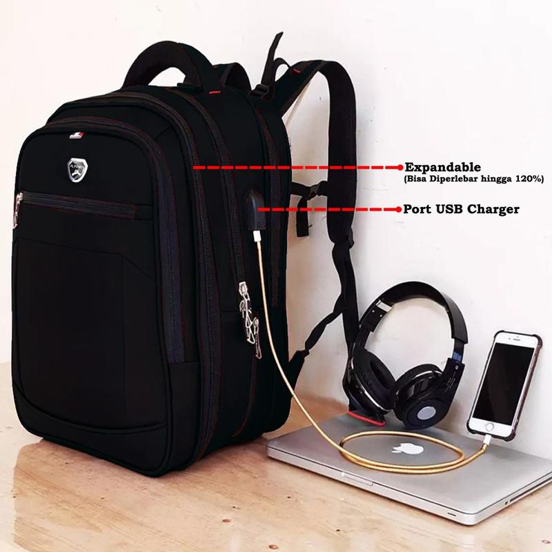 PL POWER Tas Pria Ransel Laptop Import Tas Polo Original Tas Laptop USB Tas Punggung Casual Pria 3