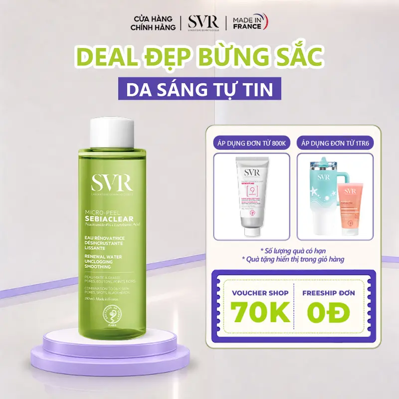 Dung Dịch Giúp Làm Sạch Tế Bào Da Chết Thông Thoáng Lỗ Chân Lông Dành Cho Da Dầu Mụn SVR Sebiaclear Micro-Peel 150ml