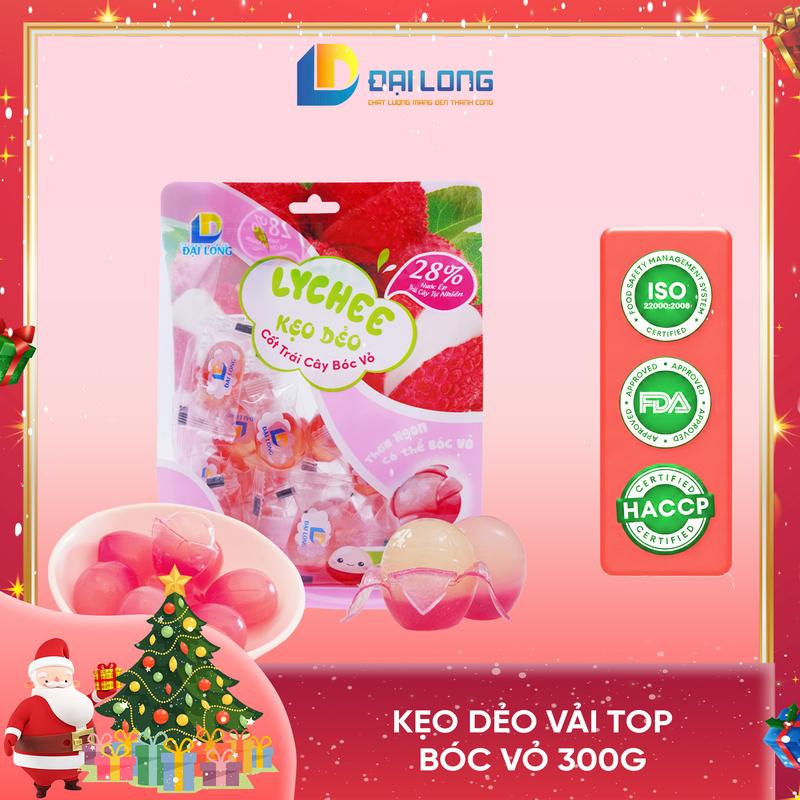   TÚI 300g  Kẹo dẻo vải TOP bóc vỏ Đại Long NOEL chiết xuất từ nước trái cây thơm ngon ăn vặt dành cho mọi người Candy  Thức Ăn Snack Food Chua kẹo dẻo bóc vỏ peeling keo jelly xoài banh 
