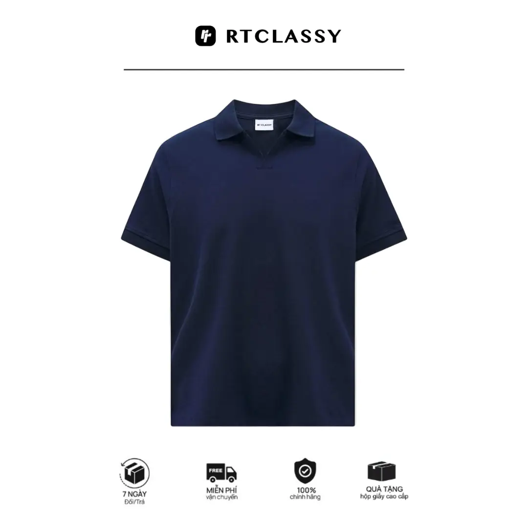 Áo Polo Cổ V RTCLASSY Vải Cotton Dệt Chéo Dày Dặn Form Regular Trẻ Trung | BigBuy360 - bigbuy360.vn