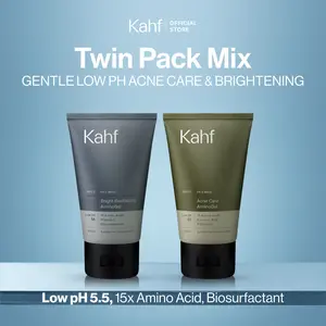 [KAHF BUNDLE 2IN1 PAKET FACIAL WASH] Complete Acne Care & Brightening Face Wash Pack 100 ml isi 2 pcs - Wajah Glowing, Cerah, Anti Ketarik, Bebas Kusam - Skincare Pria - Kombinasi Sabun Cuci Muka Sesuai Kondisi Kulit