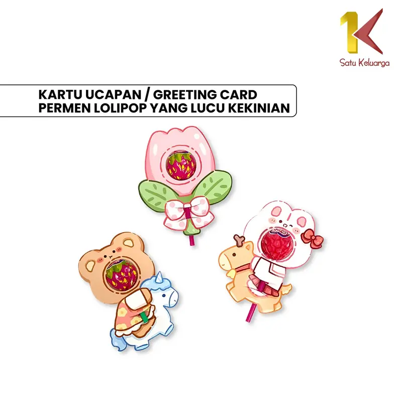 [COD] SK A93 Kartu Ucapan Permen Lolipop Card Motif Kartun Lucu 1
