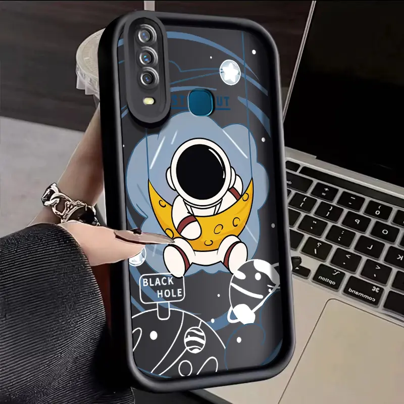 Casing Hp VIVO Y17 Y15 Y12 Y12i Y3 Y3s 2020 Case silikon anti drop astronot skateboard Casing ponsel HP imut kartun Softcase Kesing