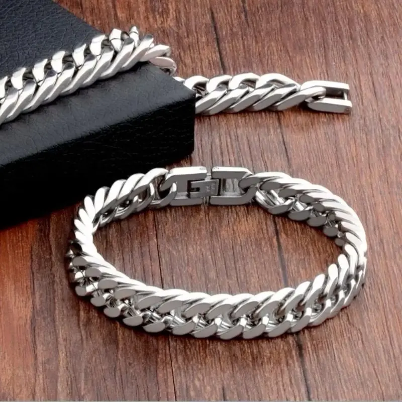 COD GELANG TITANIUM RANTAI BAJA SILVER MODEL TERLARIS RANTAI KOTAK/GELANG PRIA Bracelets 0