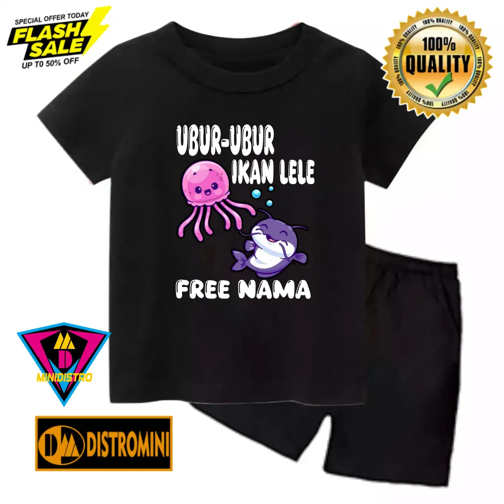 BAJU SETELAN ANAK FREE NAMA UBUR-UBUR IKAN LELE 1-6TH Katun Parsel Bayi Perempuan