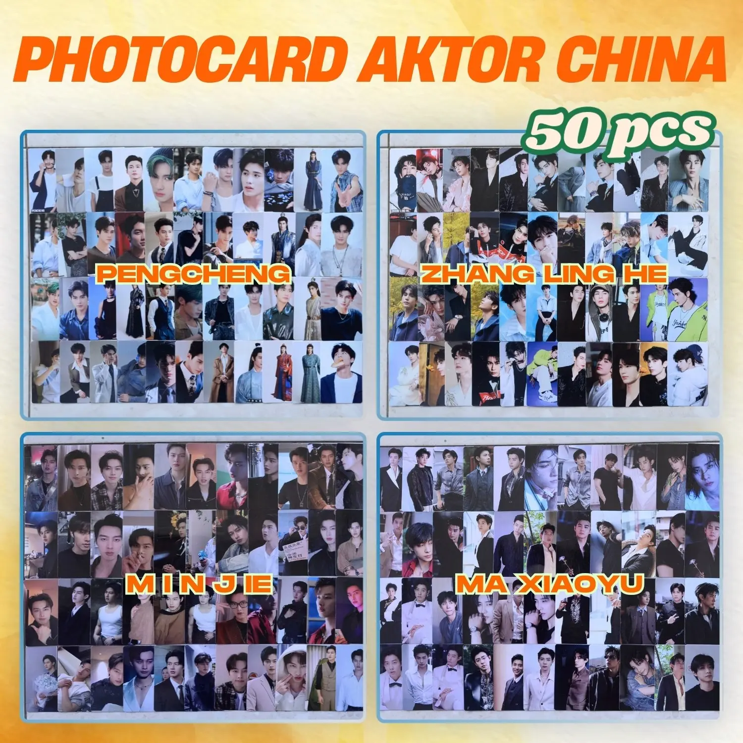 Photocard Aktor China isi 50 pcs Buatan Fans Idola Yousef Ma Xiaoyu Zhang Ling He