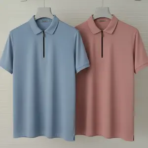 Kaos Polo Zipper Pria Marun Kerah Lengan Pendek Polo Shirt Zipper Polos Nyaman Stylish Ukuran M L XL XXL Pilihan Warna Biru dan Pink Distro baju Cowok