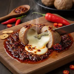 BAKSO DAGING SAPI KEJU LUMER ISI 4 SAUS CHILI OIL