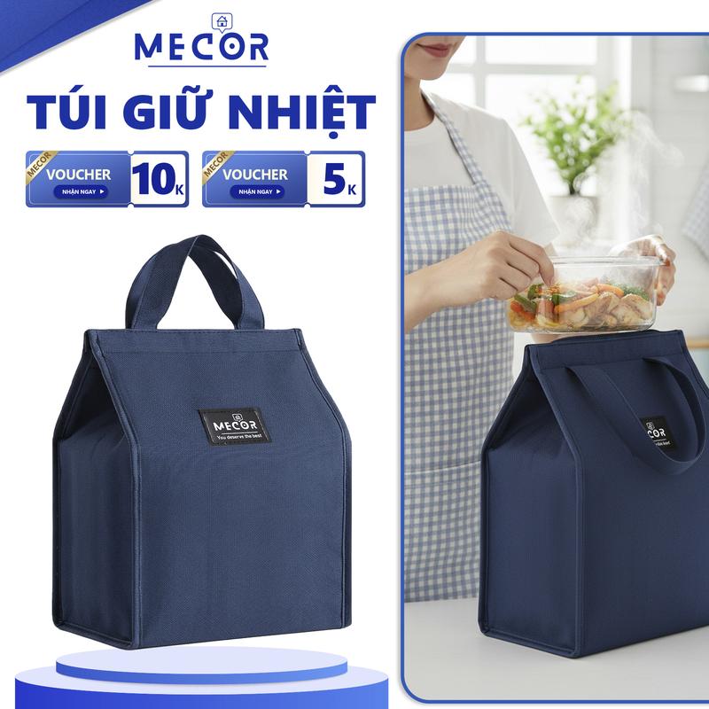 MECOR Túi Vải Oxford Giữ Nhiệt Đựng Đồ Ăn Chống Thấm Nước Hộp Đựng Cơm Văn Phòng Tiện Lợi Kích Thước 34x16x26 Cm Khóa Kéo