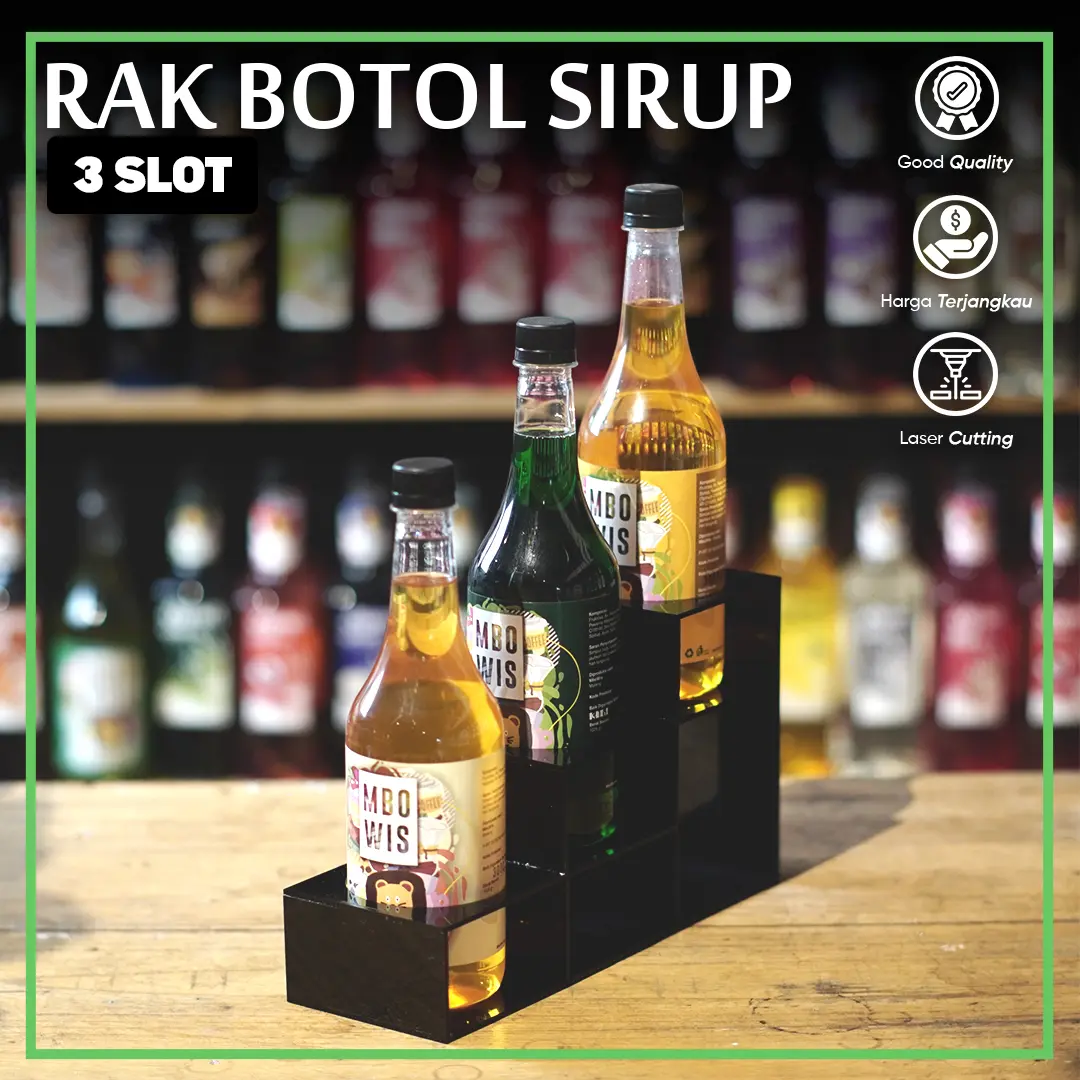 Rak Akrilik Display Botol Sirup Isi 3