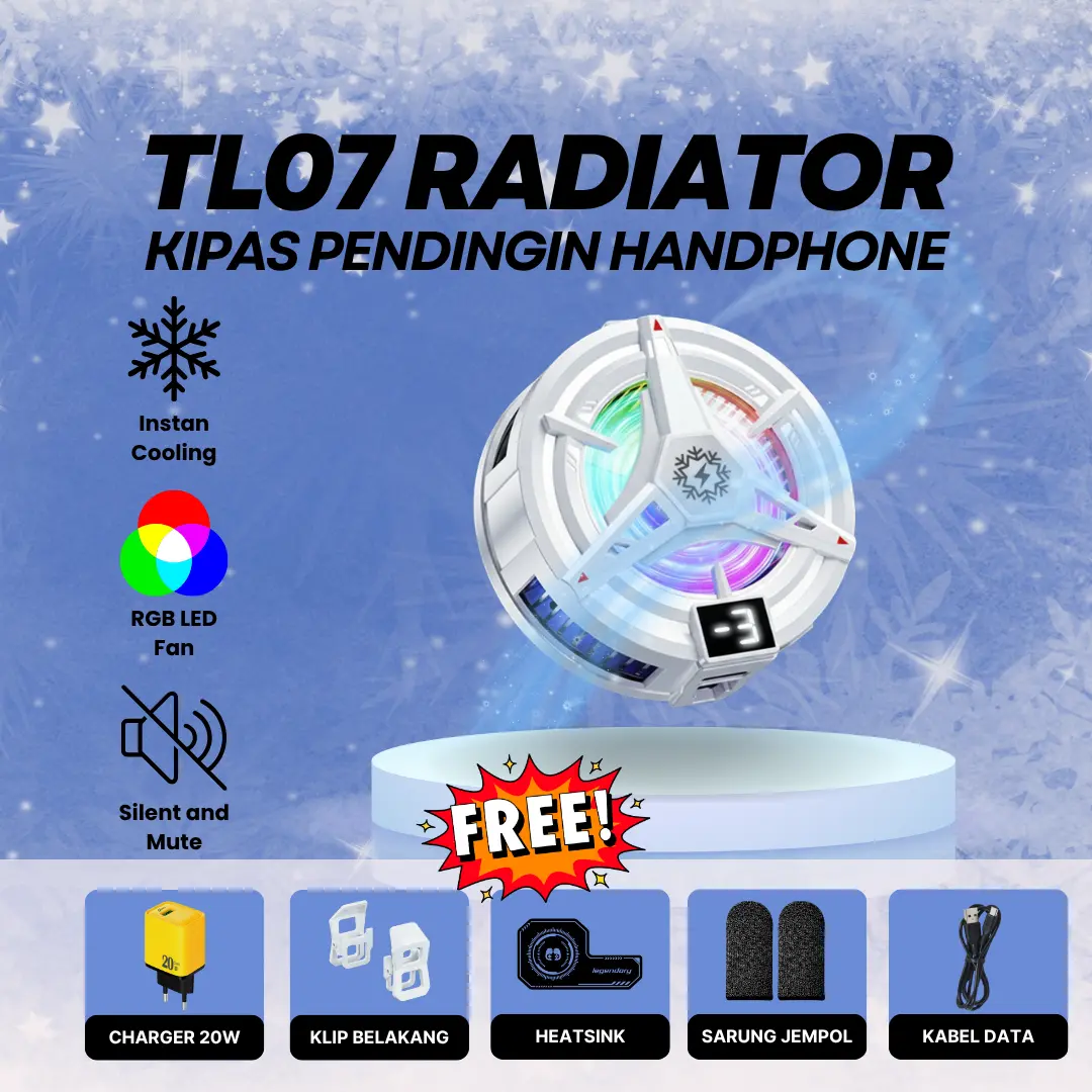 Pendingin ponsel TL07, pendingin ponsel magnetik, pembuangan panas dan pendinginan cepat, mudah dipasang, sarung jari game anti keringat dan anti selip, kompatibel dengan semua ponsel pintar/heatsink hp/fan cooler hp/charger hp